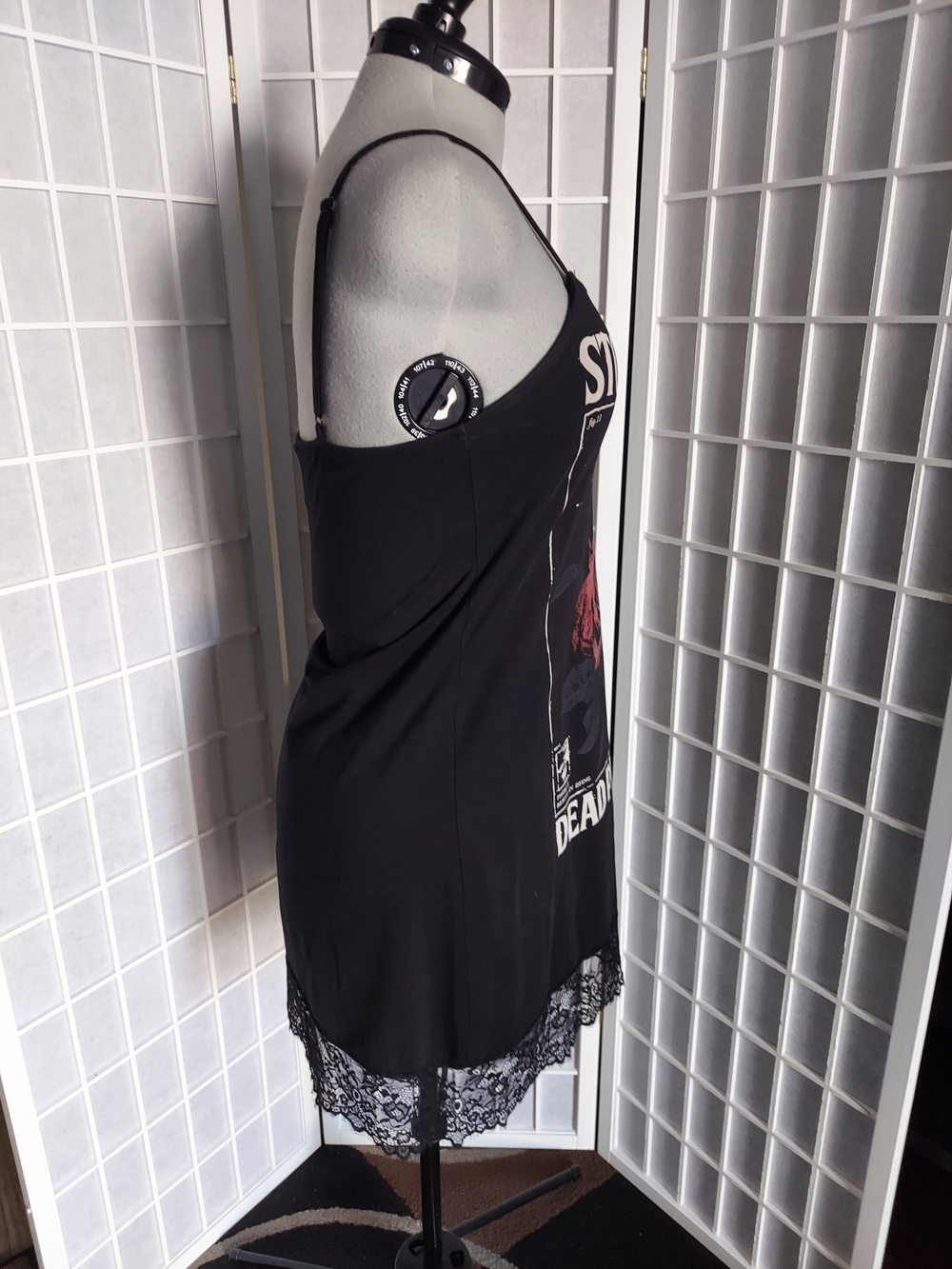 Killstar Black Camisole Dress with Red Rose Graphic - Picture 2 of 4